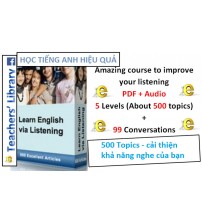 Learn English via listening 500 topics + 99 conversations (ebook+audio)